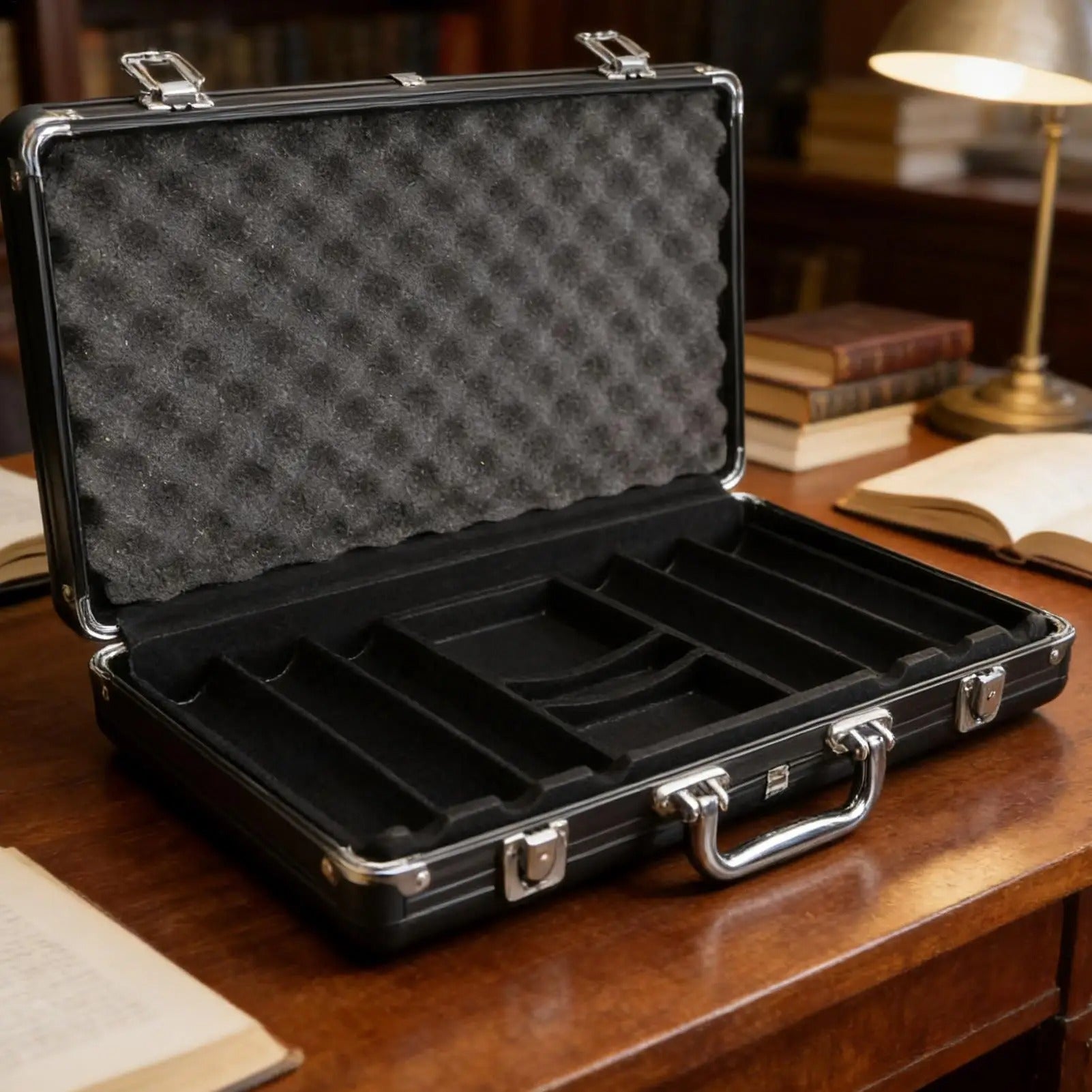 Deluxe Matte Black Poker Chip Display & Storage Case (300 Chip Capacity)