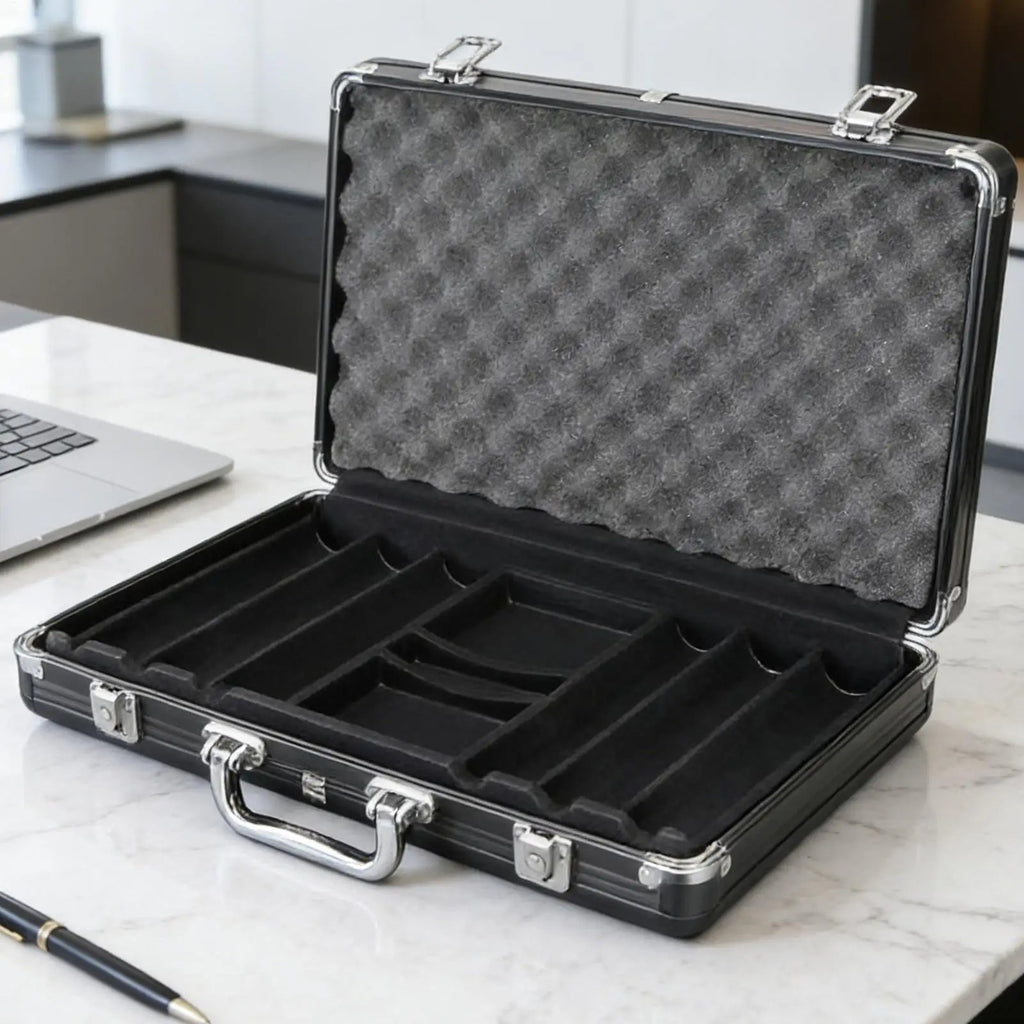 Deluxe Matte Black Poker Chip Display & Storage Case (300 Chip Capacity)