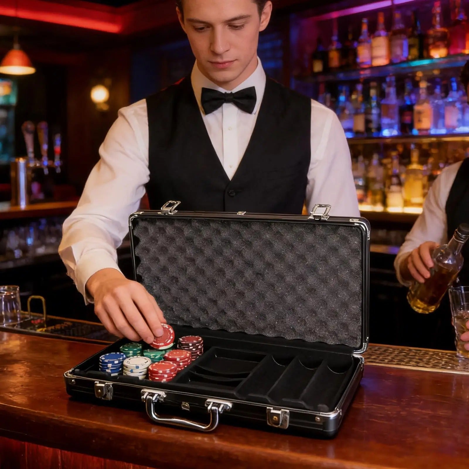 Deluxe Matte Black Poker Chip Display & Storage Case (300 Chip Capacity)