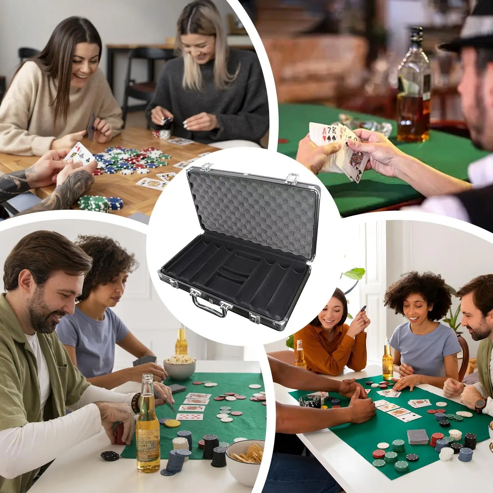 Deluxe Matte Black Poker Chip Display & Storage Case (300 Chip Capacity)